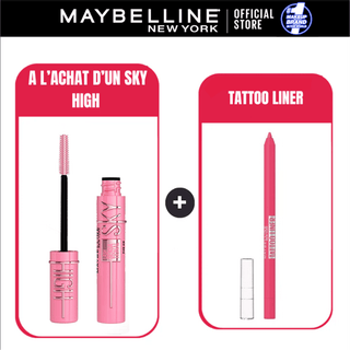 Maybelline Sky High Air Rose – Mascara Volume & Longueur = Crayon Tattoo liner  Studio Ultra Pink Offert