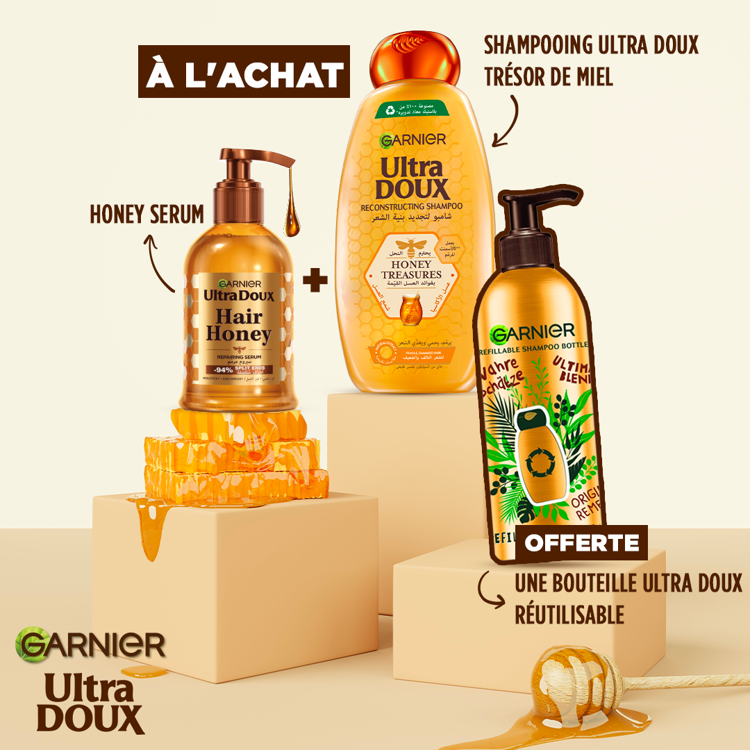 GARNIER Hair Honey Pack =Bouteille de shampoing rechargeable OFFERTE