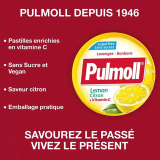 Pulmoll Citron – Pastilles Sans Sucres à la Vitamine C – 75 g