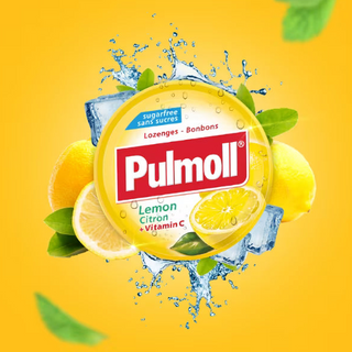 Pulmoll Citron Sans Sucres à la Vitamine C 75 g, boîte de pastilles rafraîchissantes au citron, BeautyMarket parapharmacie Maroc.