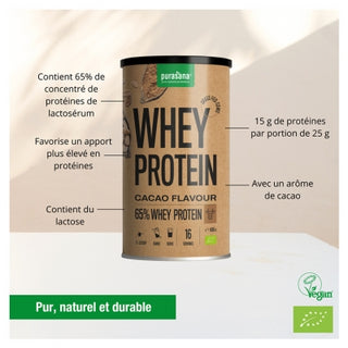 Purasana Whey Protein Bio - Protéines de Petit Lait Cacao 400