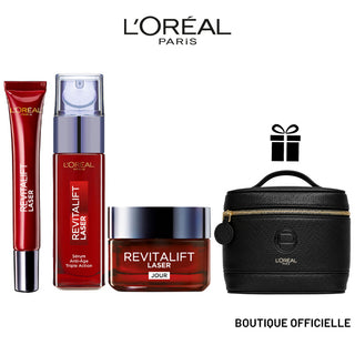 L'Oréal Paris Pack Revitalift Laser Creme Jour 50ml + Serum Anti Age 30 Ml + Soin Yeux 15ml = Trousse Vanity Offerte