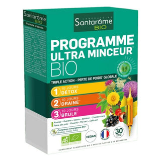 SANTAROME BIO PROGRAMME ULTRA MINCEUR 30 AMPOULES DE 10 ML