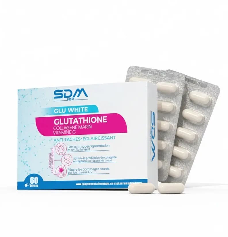 Gélules Blanchissantes GLUTATHIONE 60 Gélules (30 000mg) - Antioxydant - Origine USA