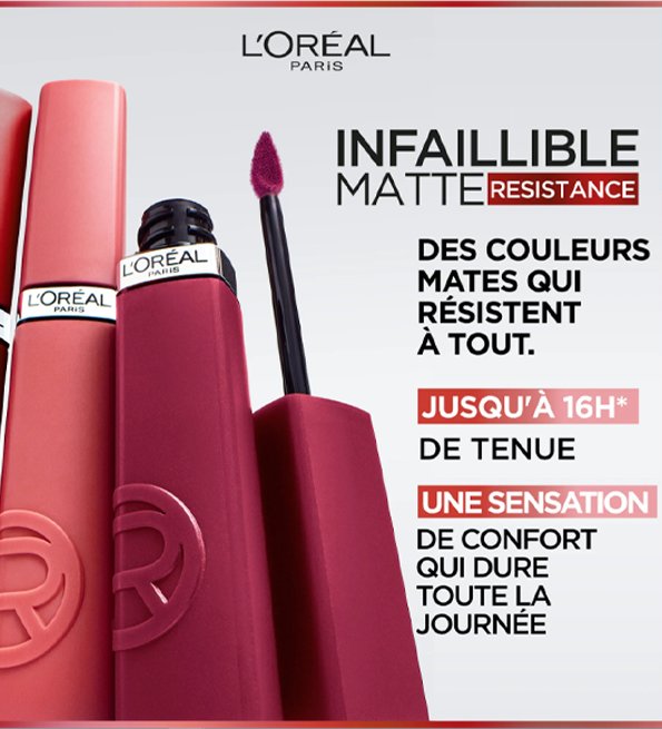 L'Oréal Paris-INFAILLIBLE MATTE RESISTANCE - Rouge à lèvres = Mini Khol + Paradise Mascara OFFERTS