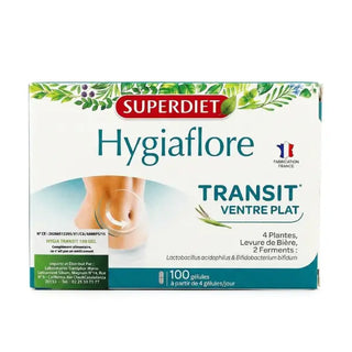 Superdiet Hygiaflore – Complément Alimentaire Transit & Ventre Plat – 100 Gélules