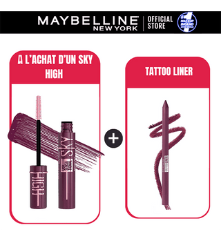 MAYBELLINE SKY HIGH Mascara Volume & Longueur BRUME BOURGOGNE + Tatto Liner -50%