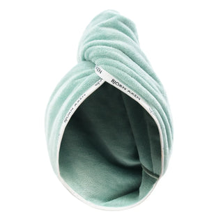 BJORN AXEN - Serviette turban pour cheveux VERTE