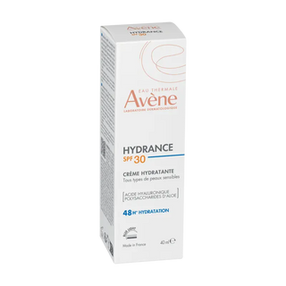 Avène Hydrance SPF 30 Crème Hydratante 40 ml, soin visage hydratant avec protection solaire pour peau sensible et déshydratée, BeautyMarket parapharmacie Maroc