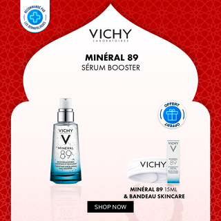 VICHY MINÉRAL 89 SÉRUM BOOSTER HYDRATANT FORTIFIANT ET REPULPANT 50 ML = MINÉRAL 89 15ML + BANDEAU SKINCARE OFFERTS
