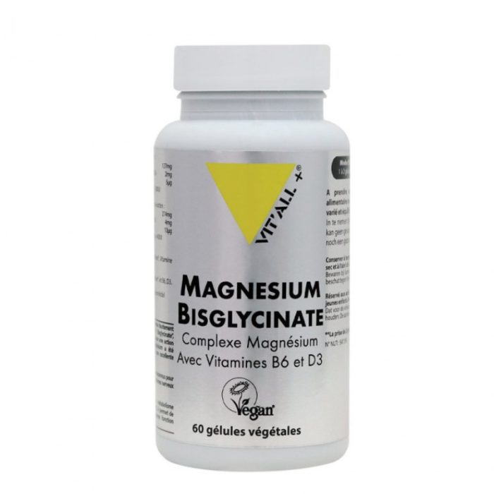 VITALL+ MAGNESIUM BISGLYCINATE VITAMINE B6 ET D3 60 GELULES