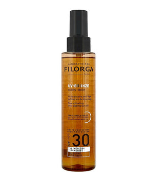 filorga uv-bronze corps huile solaire anti-âge activatrice de bronzage spf30 150 ml