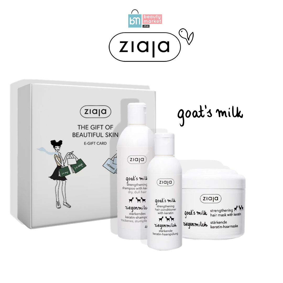Ziaja Pack Goat's Milk Shampoing A La Keratine 400ml + Conditionner A La Keratine 200ml +Masque Capillaire 200ml