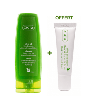 ZIAJA CRÈME MAINS ET ONGLES À L'HUILE D'OLIVE ACHETE + ZIAJA BAUME À LÈVRE À L'HUILE D'OLIVE OFFERT