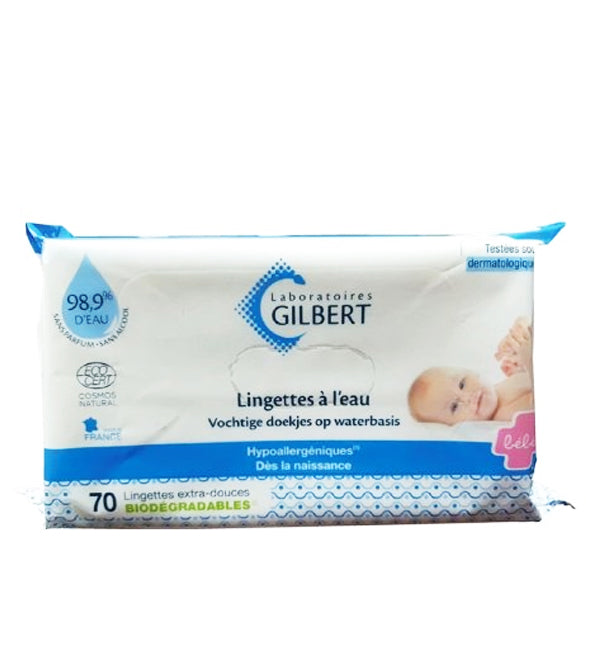 Gilbert Lingettes Bébé à l'Eau Biodégradables – 70 lingettes