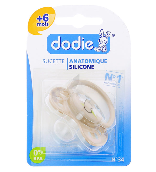 Dodie – Sucette forme anatomique silicone (6M +) N°34 – roc  -->