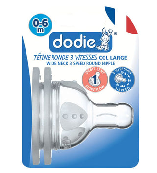 Dodie – Tétines Initiation+ col large (0-6 M) 3 vitesses Débit 1 (X2)