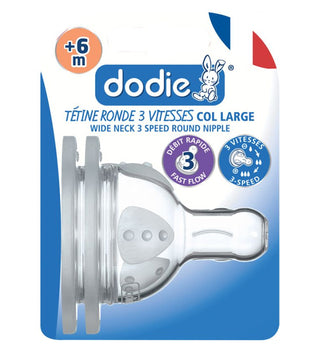 Dodie – Tétines col large (6M +) 3 vitesses Débit 3 (X2)