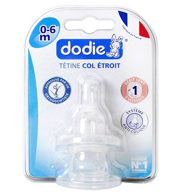Dodie – Tétines col étroit (0-6 M) 3 vitesses Débit 1 (X2)