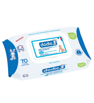 Dodie – Lingettes nettoyantes derme-apaisantes (x70)