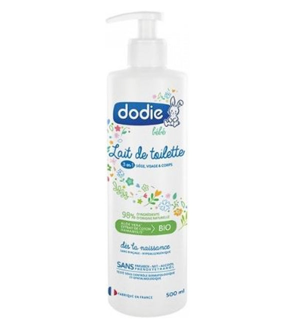 Dodie – Lait de toilette 3 en 1 flacon Pompe – 500 ml