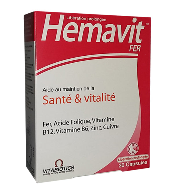Vitabiotics – Hemavit Fer Santé et Vitalité – 30 capsules