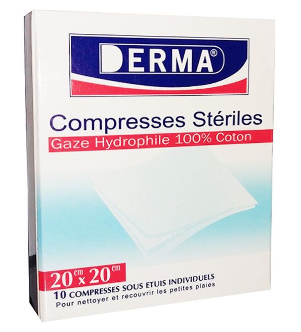 Derma Compresses Steriles 20 x 20cm – 10 Piéces – beautymarket