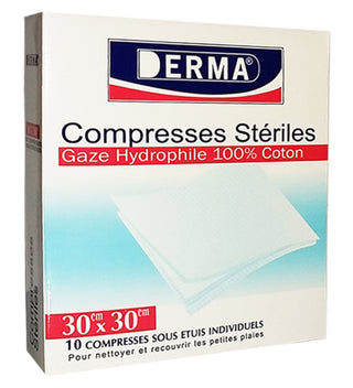 Derma Compresses Steriles 30 x 30cm – 10 Piéces