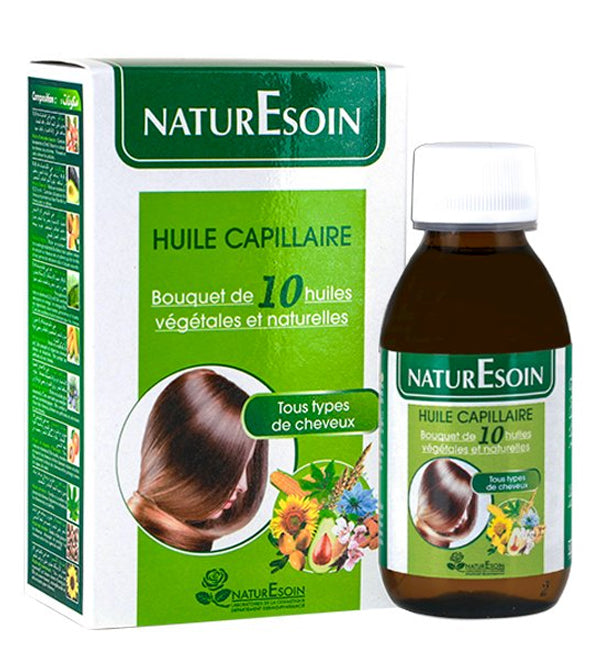 NaturEsoin Huile Capillaire 10 Bain d’Huiles Végétales – 125 ml