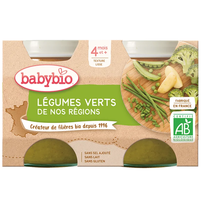 Babybio Légumes Verts 2x130g 4m+