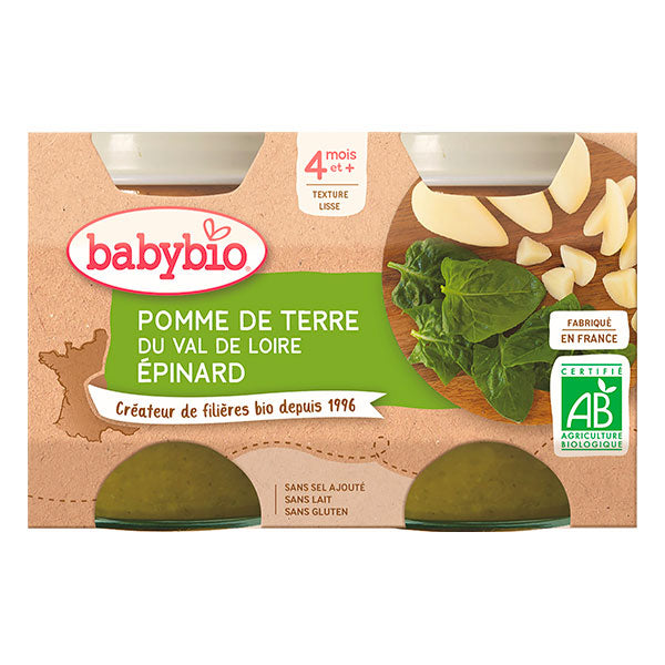 Babybio – Pot pomme de terre du Centre-Val de Loire Épinard 2*130gr